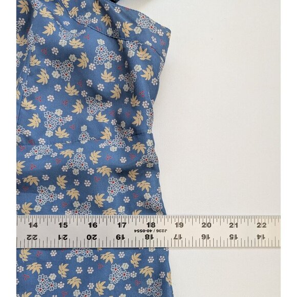 Oilily Silk Summer Floral 1940's Style Dress Size 42 US 12 Blue - Picture 11 of 15